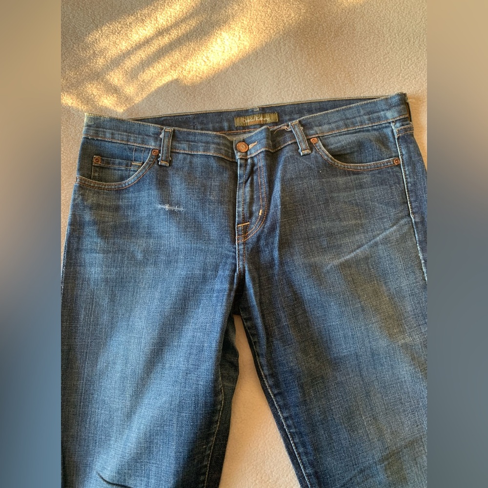 David Kahn Women's Straight Leg Jeans in Medium Blue Denim